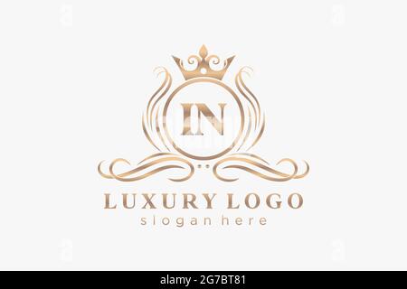 DANS le modèle lettre Royal Luxury logo en illustrations vectorielles pour les restaurants, les royalties, les boutiques, les cafés, les hôtels, Heraldic, bijoux, mode et autres illustrations vectorielles Illustration de Vecteur