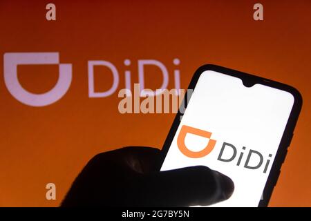 Brésil. 12 juillet 2021. Dans cette illustration, le logo Didi Chuxing est affiché sur un smartphone. (Photo de Rafael Henrique/SOPA Images/Sipa USA) crédit: SIPA USA/Alay Live News Banque D'Images