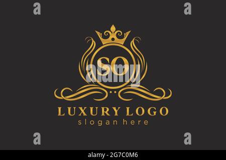 MODÈLE DE logo SO Letter Royal Luxury dans les illustrations vectorielles pour les restaurants, les royalties, les boutiques, les cafés, les hôtels, Heraldic, bijoux, mode et autres illustrations vectorielles Illustration de Vecteur