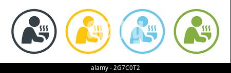 Ensemble d'icônes représentant un homme servant un bol chaud. Concept repas, nourriture, manger Illustration de Vecteur
