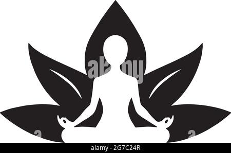 Dessin noir et blanc de yoga Lotus Icon Illustration de Vecteur