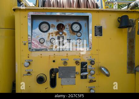 La centrale d'alarme d'un ancien camion de pompiers à Pomeroy, Washington, Etats-Unis Banque D'Images