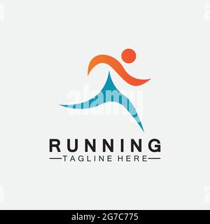 Symbole de course à pied symbole illustration vecteur design.Santé course marathon athlètes sprint logo vectoriel Illustration de Vecteur