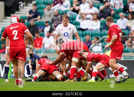 Rugby Canada William Percillier se prépare à passer lors du match Angleterre -V- Rugby Canada le samedi 10 juillet 2021, au stade Twickenham, Middlesex, U Banque D'Images