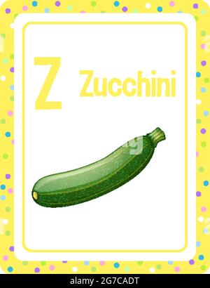 Flashcard alphabétique avec lettre Z pour illustration Zucchini Illustration de Vecteur