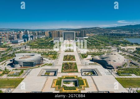 Vue aérienne des bâtiments modernes de la ville de Datong, Shanxi, Chine Banque D'Images