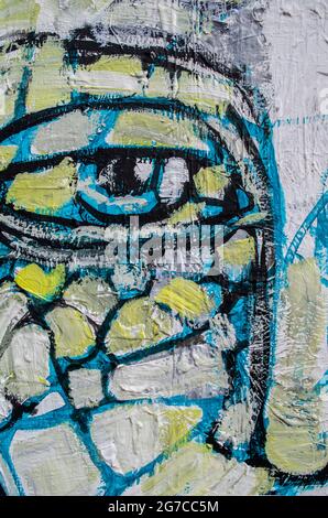Yeux gros plan portrait texture peinture. Texture acrylique sur toile. Banque D'Images