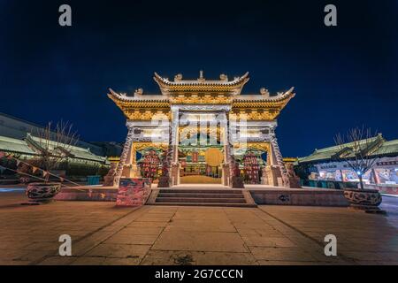 Bâtiments anciens dans la ville de Shanxi Datong la nuit Banque D'Images