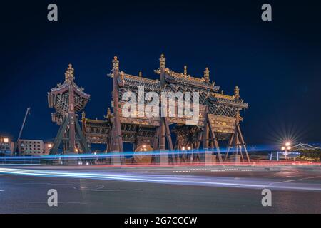 Bâtiments anciens dans la ville de Shanxi Datong la nuit Banque D'Images