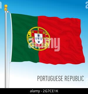 Drapeau national officiel du Portugal, Union européenne, illustration vectorielle Illustration de Vecteur