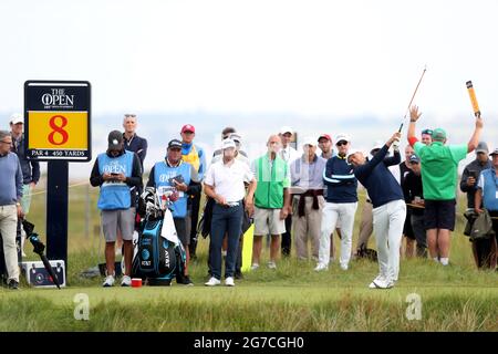 Le Jordan Spieth des États-Unis est au 8e jour d'entraînement au Royal St George's Golf Club de Sandwich, dans le Kent. Date de la photo: Mardi 13 juillet 2021. Banque D'Images