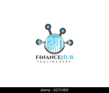 Le logo Hub Finance peut être utilisé comme signe, icône ou symbole, vecteur en couches complètes et facile à modifier et à personnaliser la taille et la couleur, compatible avec presque Illustration de Vecteur