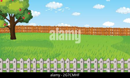 Scène vierge de paysage de parc naturel à l'illustration de jour Illustration de Vecteur