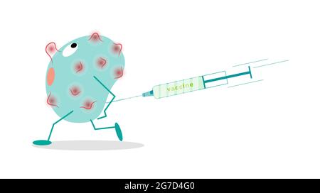 Vaccination d'un virus nocif avec une seringue, traitement et prévention des maladies, injection de seringues. Illustration vectorielle. Illustration de Vecteur