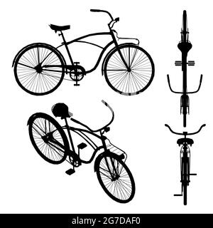 Set avec silhouettes de vélo isolées sur fond blanc. Illustration vectorielle. Illustration de Vecteur
