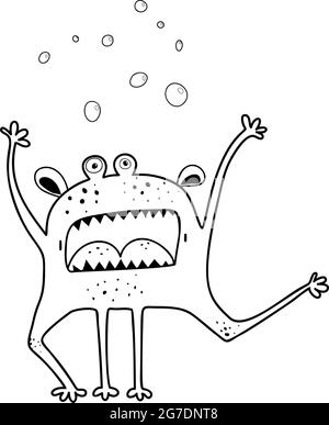 Page de coloriage des personnages de Screaming Angry Monster Illustration de Vecteur