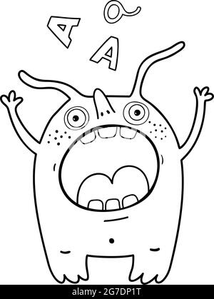 La lettre hurlant A Monster for Kids coloriage page Illustration de Vecteur