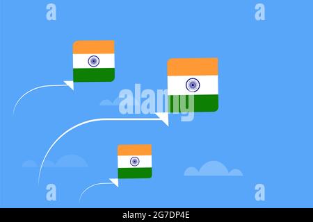 Cerfs-volants de couleurs drapeau indien volant dans le ciel.Un concept de jour de l'indépendance indienne Illustration de Vecteur