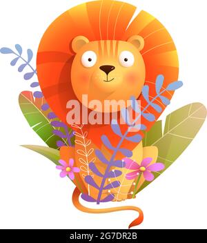 Lion bébé africain dans la nature pour les enfants et les enfants Illustration de Vecteur