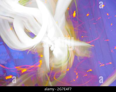Motif abstrait de feu d'artifice doré sur fond bleu violet Banque D'Images