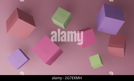 Cubes de couleurs différentes. Illustration 3D Banque D'Images