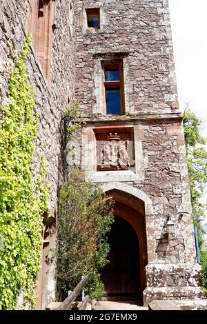 Photo extérieure du château de Muncaster, Cumbria Banque D'Images