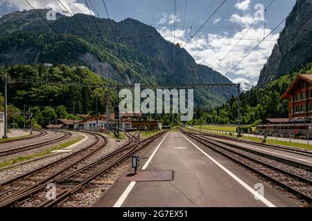 Zweilütschinen - Gare d'Oberland bernois - Alpes suisses en été - Grindelwald, Suisse - région de Jungfrau Banque D'Images