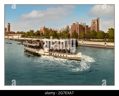 LAMBETH PALACE VICTORIAN LONDON RIVER THAMES ARCHIVE HISTORIQUE: [Lambeth Palace, Londres, Angleterre avec BOADICEA bateau à aubes touristique en premier plan sur la Tamise Date de création/publication: [Entre ca. 1890 et env. 1900]. photochromie, couleur. Banque D'Images