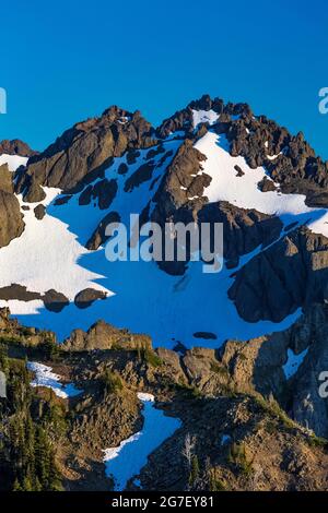 Superbes montagnes surplombant Marmot Pass dans la région sauvage de Buckhorn, la forêt nationale olympique, les montagnes Olympic, l'État de Washington, États-Unis Banque D'Images