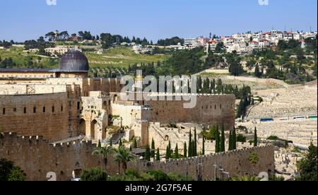 Mosquée Al-Aqsa sur le Mont du Temple à Jérusalem Banque D'Images