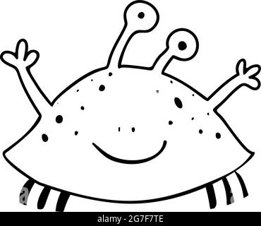 Page de coloriage de Cute Crab ou de coquillier Monster Illustration de Vecteur