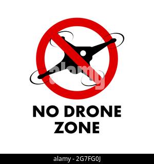 Aucun signe d'avertissement de zone de drone. Aucun signe d'interdiction des drones de mouche. Illustration vectorielle. Illustration de Vecteur