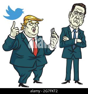 Donald Trump avec James Comey dessin vectoriel de dessin animé Illustration de Vecteur