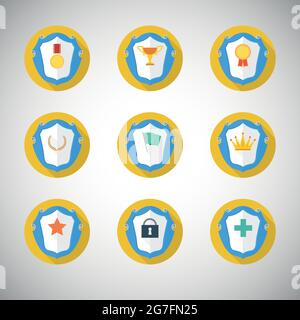 Symboles de trophées et de récompenses dans un style plat Illustration de Vecteur