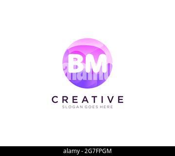 Logo initial BM avec modèle de cercle coloré Illustration de Vecteur