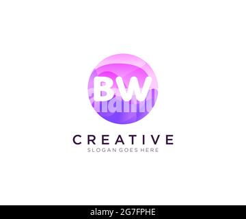 LOGO BW initial avec modèle de cercle coloré Illustration de Vecteur