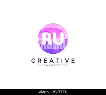 Logo RU initial avec modèle de cercle coloré Illustration de Vecteur