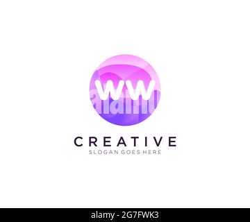 Logo WW initial avec modèle de cercle coloré Illustration de Vecteur
