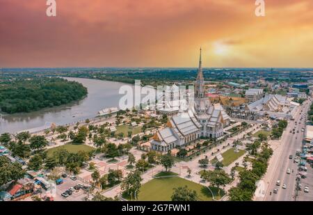 Wat Sothon Wararam Worawihan à Chachoengsao, Thaïlande Banque D'Images