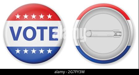 Voter badge pin sur un fond blanc. Vector illustration. Illustration de Vecteur