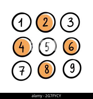 Nombre avec élément de cercle à tracer. Style gribouillage à motif esquisse de Doodle. Illustration du vecteur numérique dessiné à la main. Illustration de Vecteur