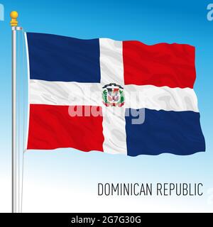 Drapeau national officiel de la République dominicaine, pays américain, illustration vectorielle Illustration de Vecteur