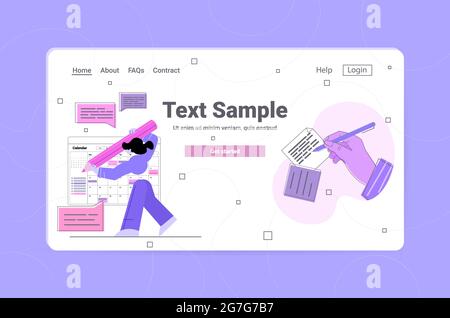 femme d'affaires planifiant un rendez-vous de jour dans l'agenda de l'application de calendrier en ligne gestion du temps du plan de réunion Illustration de Vecteur