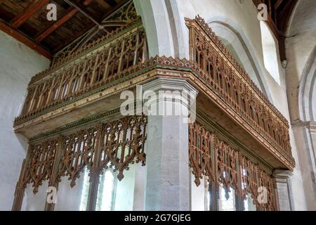 Parclose écrans à l'église St Mary's Dennington, Suffolk, Royaume-Uni Banque D'Images