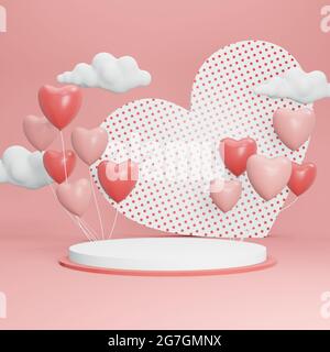 3D rend podium pour la Saint-Valentin. La scène abstraite pour l'exposition et le produit Banque D'Images