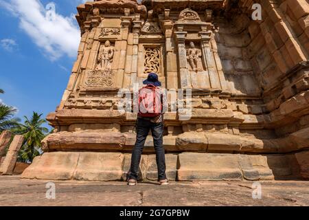 Le temple de Mallikarjuna au complexe de temples de Pattadakal, datant du 7ème au 8ème siècle, le début de la période des Chaloukya, Karnataka, Inde Banque D'Images