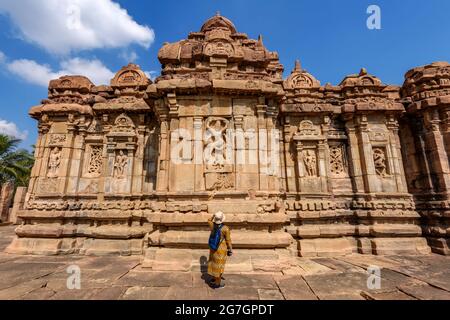 Le temple de Mallikarjuna au complexe de temples de Pattadakal, datant du 7ème au 8ème siècle, le début de la période des Chaloukya, Karnataka, Inde Banque D'Images