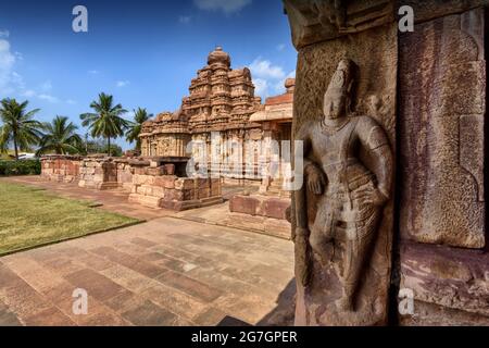 Le temple de Mallikarjuna au complexe de temples de Pattadakal, datant du 7ème au 8ème siècle, le début de la période des Chaloukya, Karnataka, Inde Banque D'Images