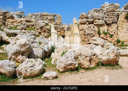 Ggantija, complexe de temples mégalithiques, Malte, Xaghra, Gozo Banque D'Images