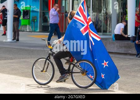 La 36e coupe de l’Amérique présentée par PRADA, un partisan néo-zélandais du American’s Cup Village. Auckland, Nouvelle-Zélande.17 mars 2021. Banque D'Images